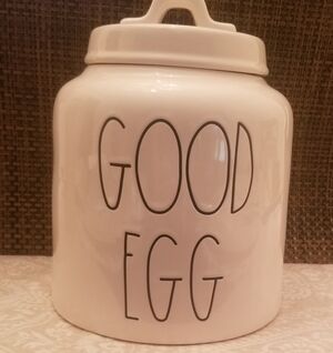 Rae Dunn Good Egg Easter Holiday Ceramic Canister / Cookie Jar Home Decor